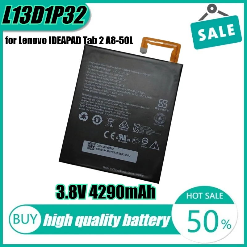 Фото 3,8 В 16,3 Втч 4290 мАч L13D1P32 Аккумулятор для ноутбука Lenovo IDEAPAD Tab 2 A8-50L A8-50 A5500-F 1ICP3/100/114 №1