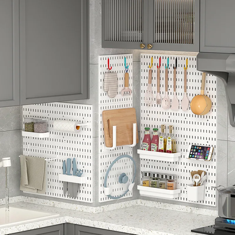 

Non Punching Household Hole Board Wall Dormitory Kitchen Bathroom Wall Shelf Wall Hanging Shelf Storage Rack Hook