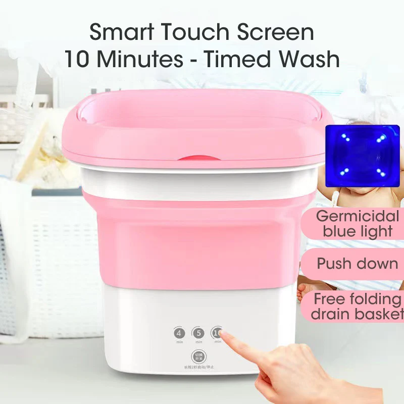 Mini Washing Machine For Socks Underwear With Dehydration Centrifuge Portable Folding Bucket For Clothes With Blu-ray Drain Hole