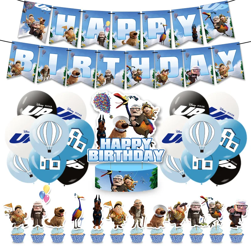 

Disney UP Birthday Party Supplies Kid Gift Baby Shower Decoration Cake Topper Carl Russell Balloon Backdrop Boy Toy