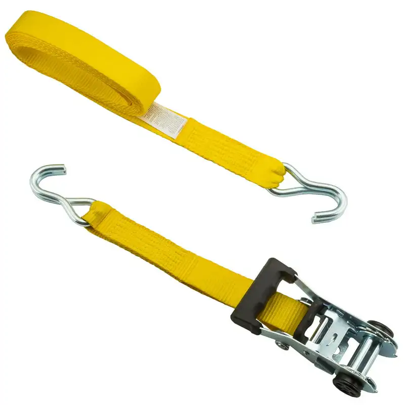

For 15 Feet Yellow Steel Ratchet Tie Downs, 1666 lbs Car Accessories