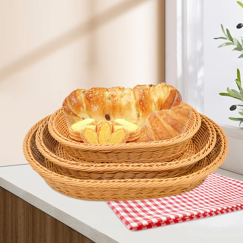 

CAMIGEL Rattan Woven Bread Basket Environmental Protection Fruit Vegetable Basket
