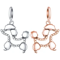 fit original pandora charms bracelet cute hollow poodle beads diy jewelry for women silver color dog pendant bangles accessories