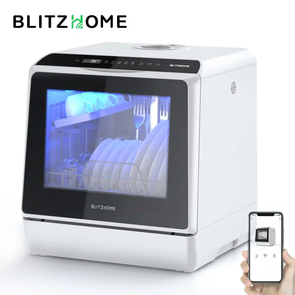 

Blitzhome Smart Portable Countertop Dishwasher with APP Control Intelligent Small Table Dish Washer Washing Machine For Kitchen