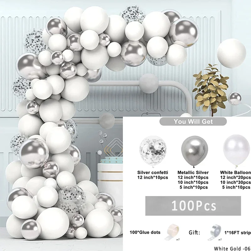 

Арка из шаров белая и металлическая серия