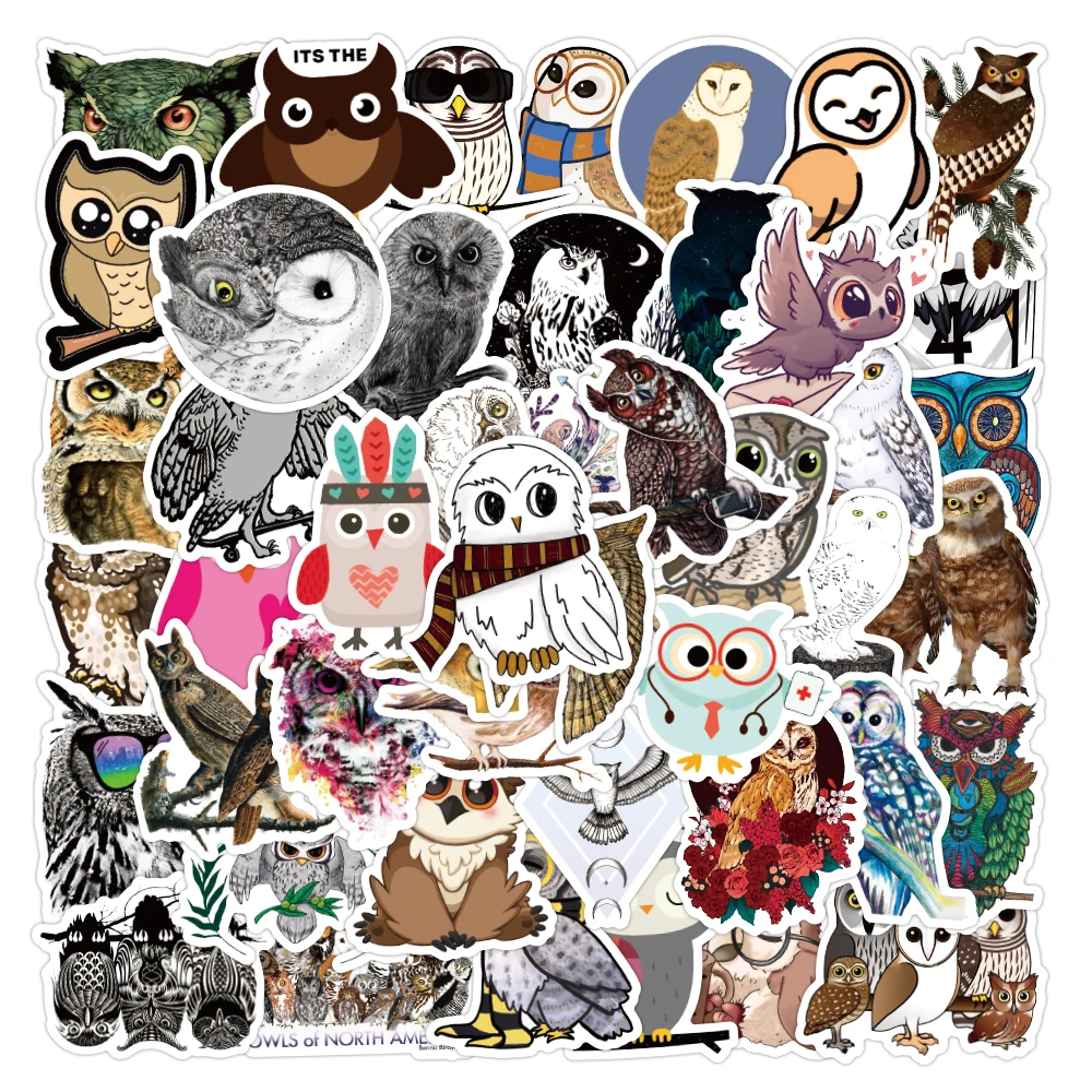 

50PCS Night Owl Cute Animal Anime Stickers for girls Luggage Notebook Skateboard Stationery Laptop Waterproof Vinyl Sticker Toys