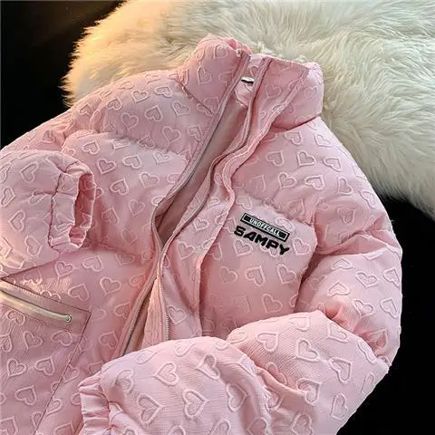 Wool coat and mixtures Stand collar cotton jacket women tide loose college wind thickened bread cottonjacketWintercoat for women