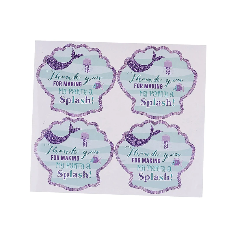 

40pcs/pack Party Thank You Mermaid Design Sticker Sea Shell Label Favors Mermaid Party Birthday Party Decorations