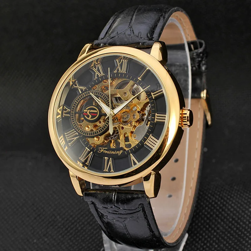 

Luxury Mens Steampunk Skeleton Stainless Steel Automatic Mechanical Wrist Watch