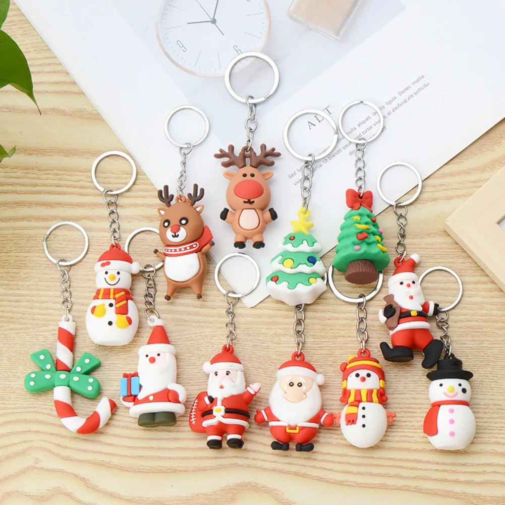 

Children Gifts Xmas Tree Elk Snowman Keyring Pendant Merry Christmas Christmas Keychains Xmas Decoration