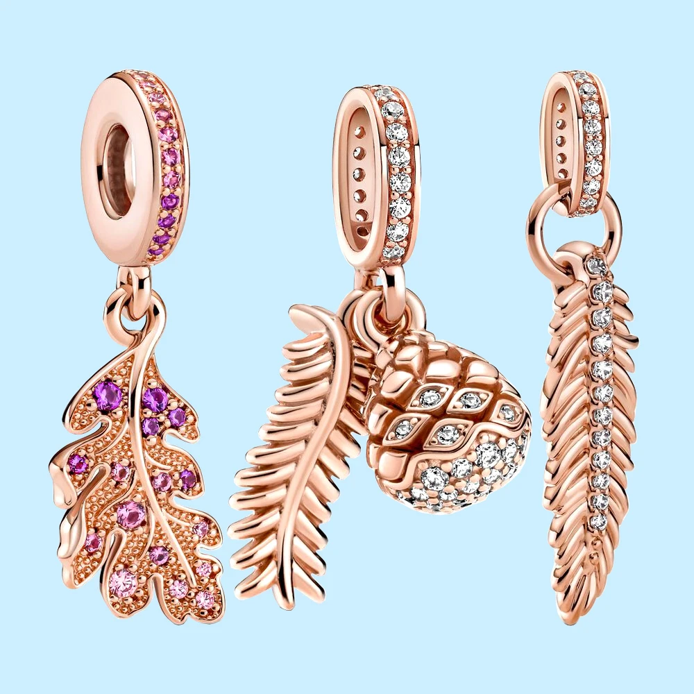 Pandora-Breloques pendantes en argent regardé 925 pour femme, breloques pendantes, plume de Rotterdam, bracelet à bricoler soi-même, accessoires de mode de niche, cadeaux