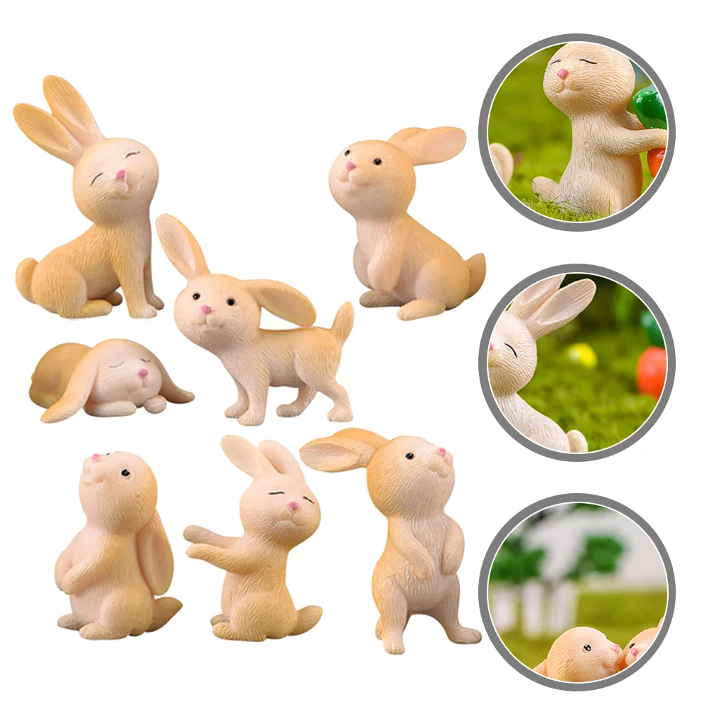 

7pcs Household Bunny Ornaments Rabbit Figurines Ornament Desktop Bunny Statues Decor