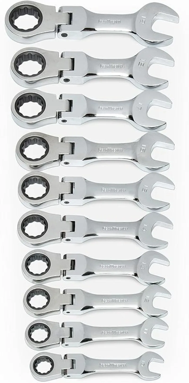 

10 Pc. 12 Pt. Stubby Flex Head Ratcheting Combination Wrench Set, Metric - 9550