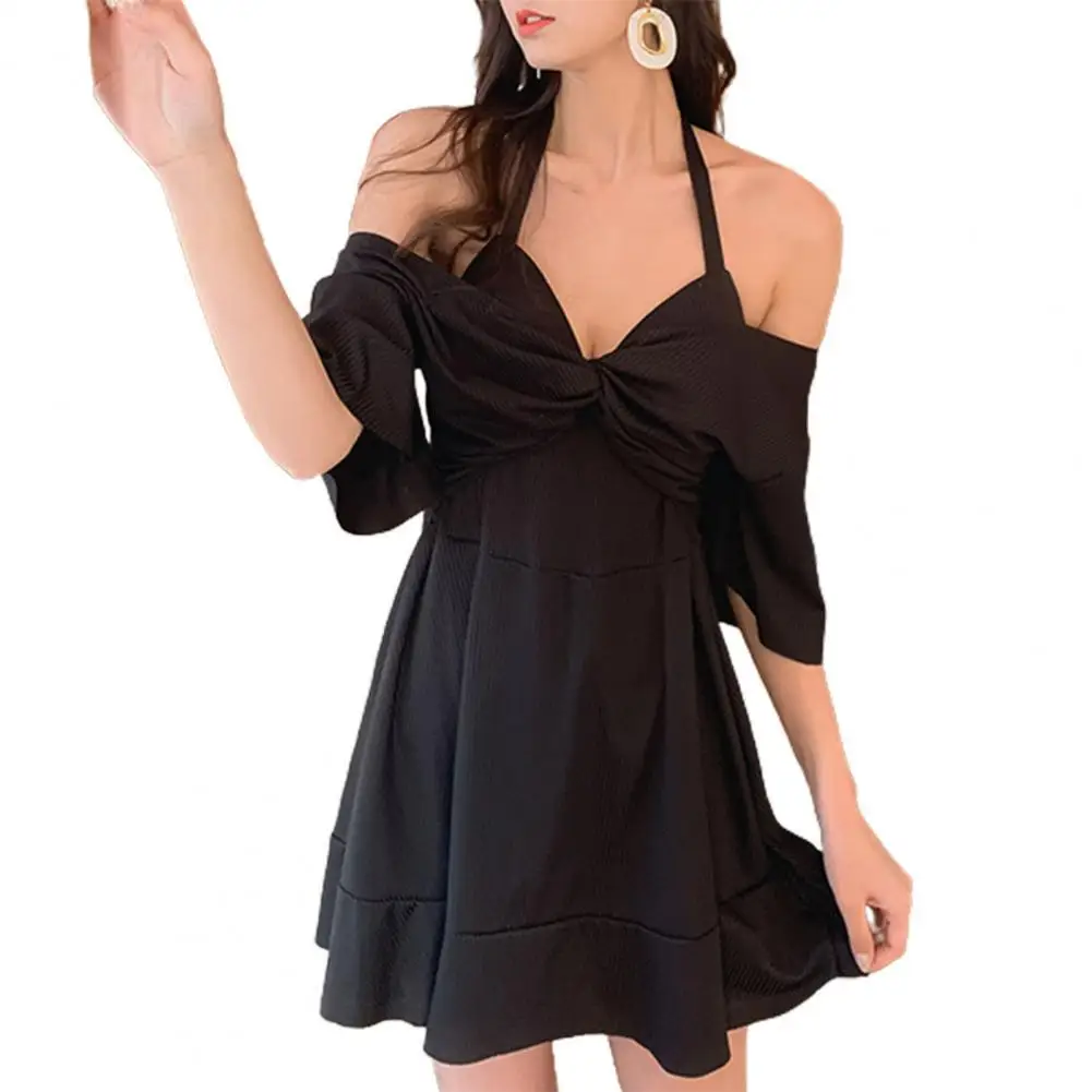 

Women Swimming Bikini One Size Women Swimwear Bikini Deep V Neck Loose Hem Summer Swimming Dress