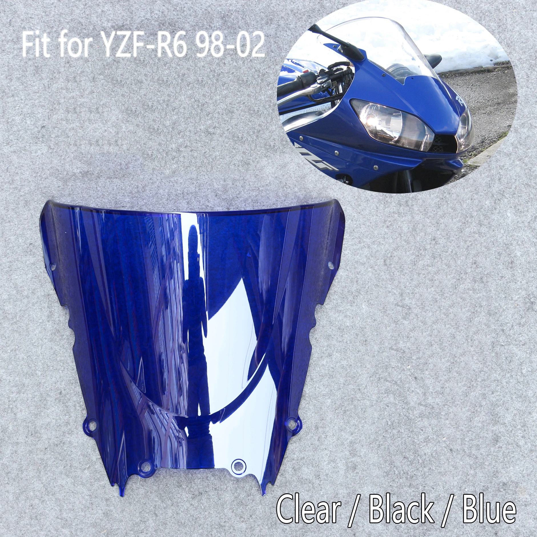 

Motorcycle Windscreen Windshield Fit For YZF 600 YZF R6 YZF-R6 1998-2002 1998 1999 2000 2001 2002 YZF600