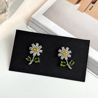 1 pair new korean style shinning zircon branch flower earrings delicate jewelry simple small stud earings