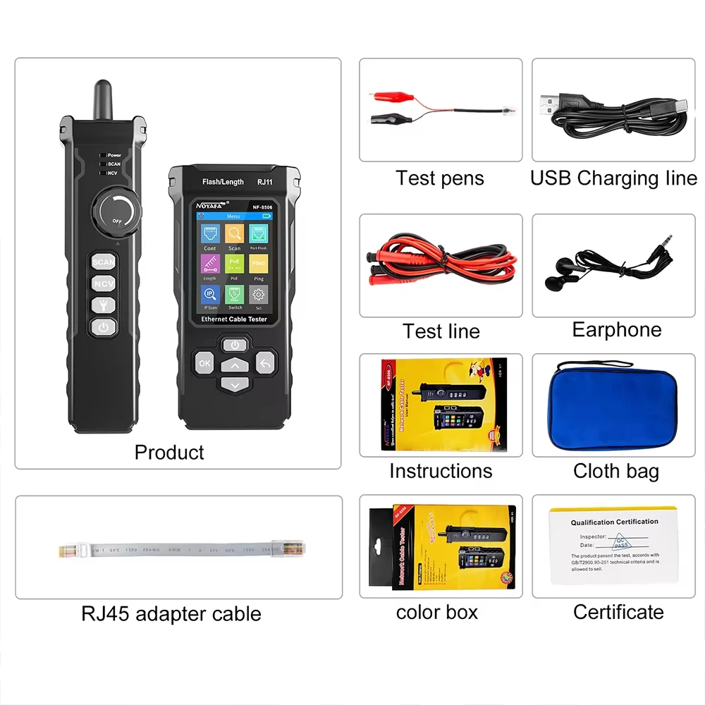 

NOYAFA NF-8506 Тестер сетевых кабелей