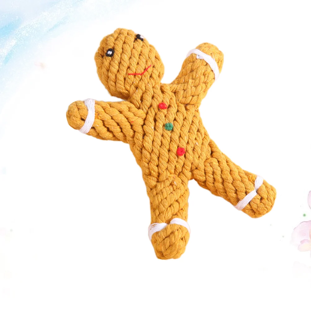 

Dog Toys Toy Pet Bite Chewingchristmas Rope Puppy Pets Chew Supplies Gingerbread Man Gift Braided Holiday Chewer Large