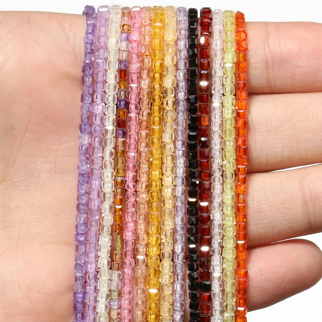 2 5 мм Красочные Зеркальные бусины крошечные квадратные граненые фианиты