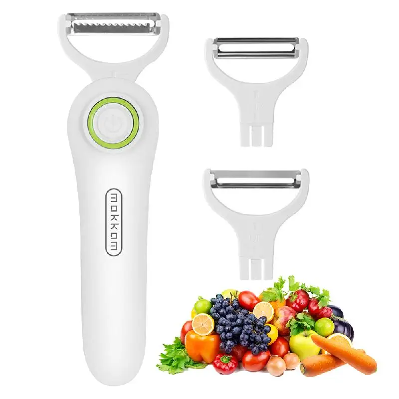 

3-in-1Electric Stainless Steel Peeler Vegetable Melon Fruit Carrot Cucumber Multifunction Grater Fruit Cutter Peeler KitchenTool