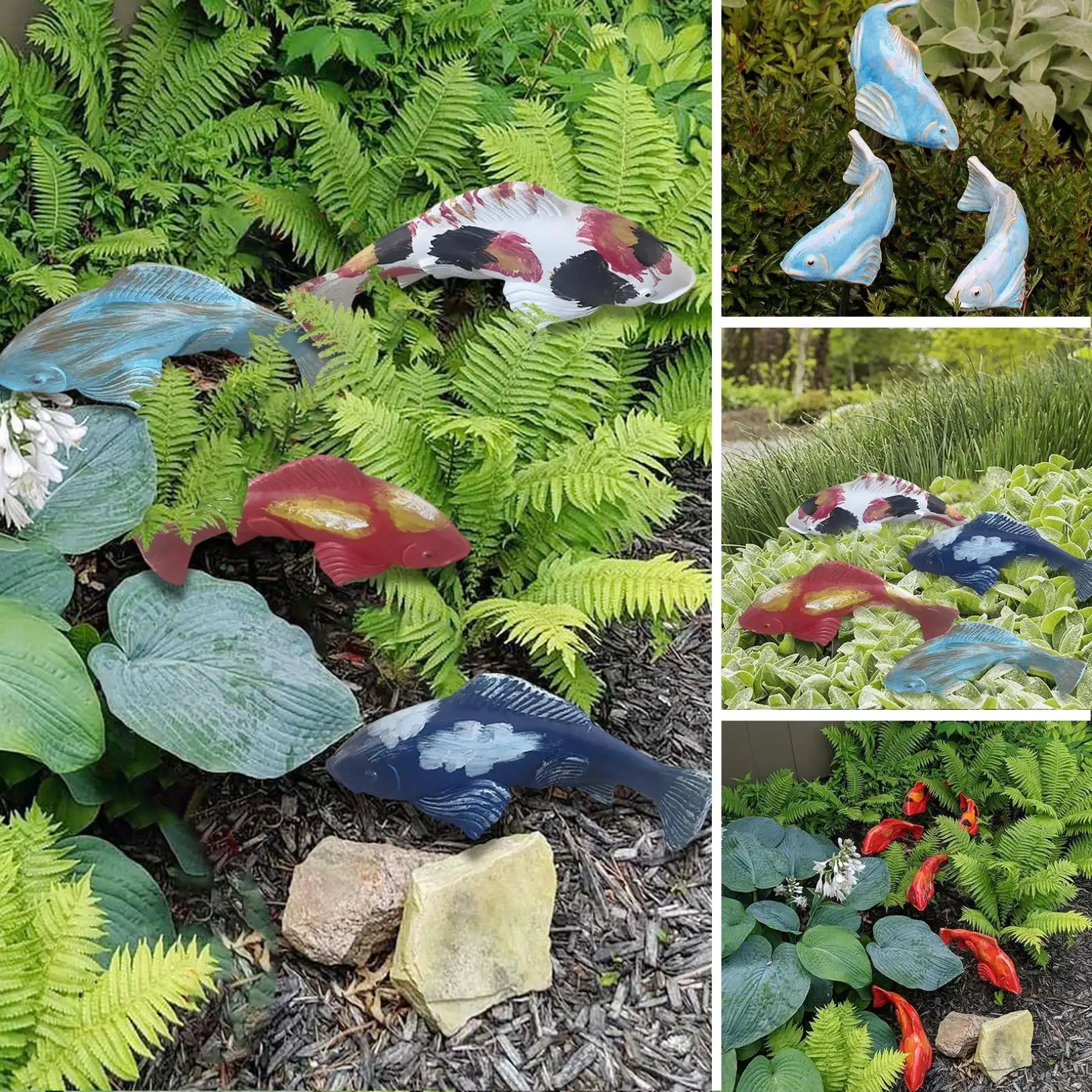 Керамическая садовая скульптура кои полимерное украшение для сада уличное в