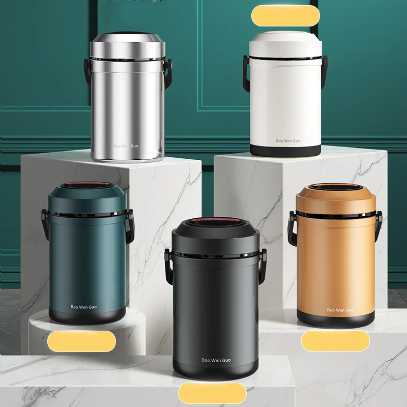 

Stainless Steel Vacuum Insulated Lunch Box For Office Workers Portable Multi-layer Portable Pot Large Capacity Sealed Lunch Box