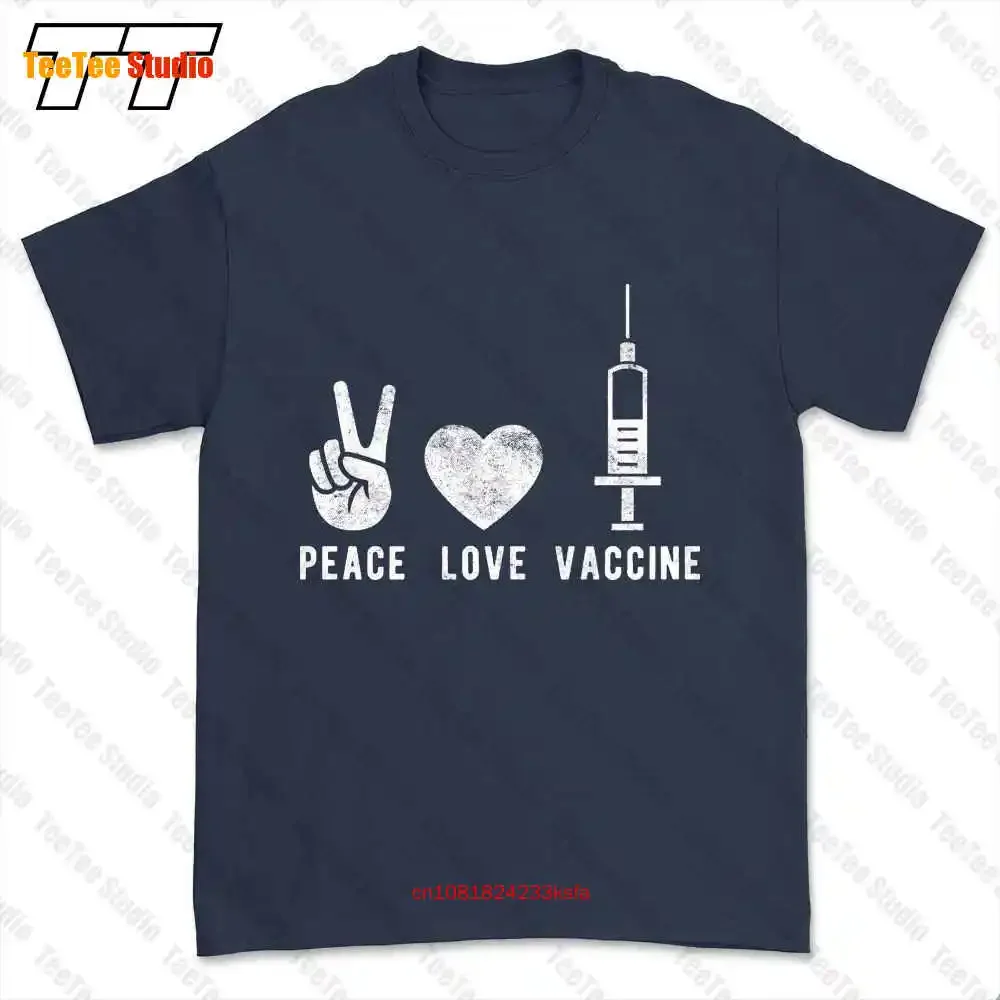 Забавная футболка с рисунком Peace Love Vaccine Social Distance HQB0