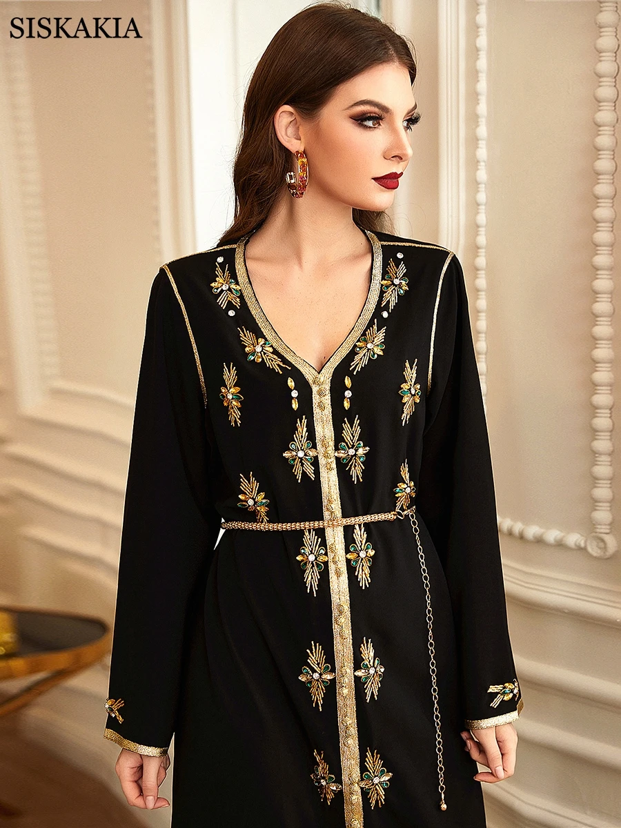 Женское платье-Абая Siskakia для ближневосточных вечеринок роскошный арабский Оман