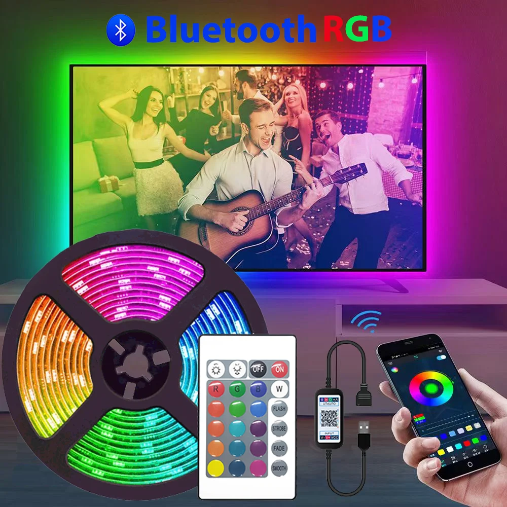 светодиодная лента USB Светодиодные ленты RGB 5050 SMD DC 5V Bluetooth Управление м 1 2 3 5 гибкая