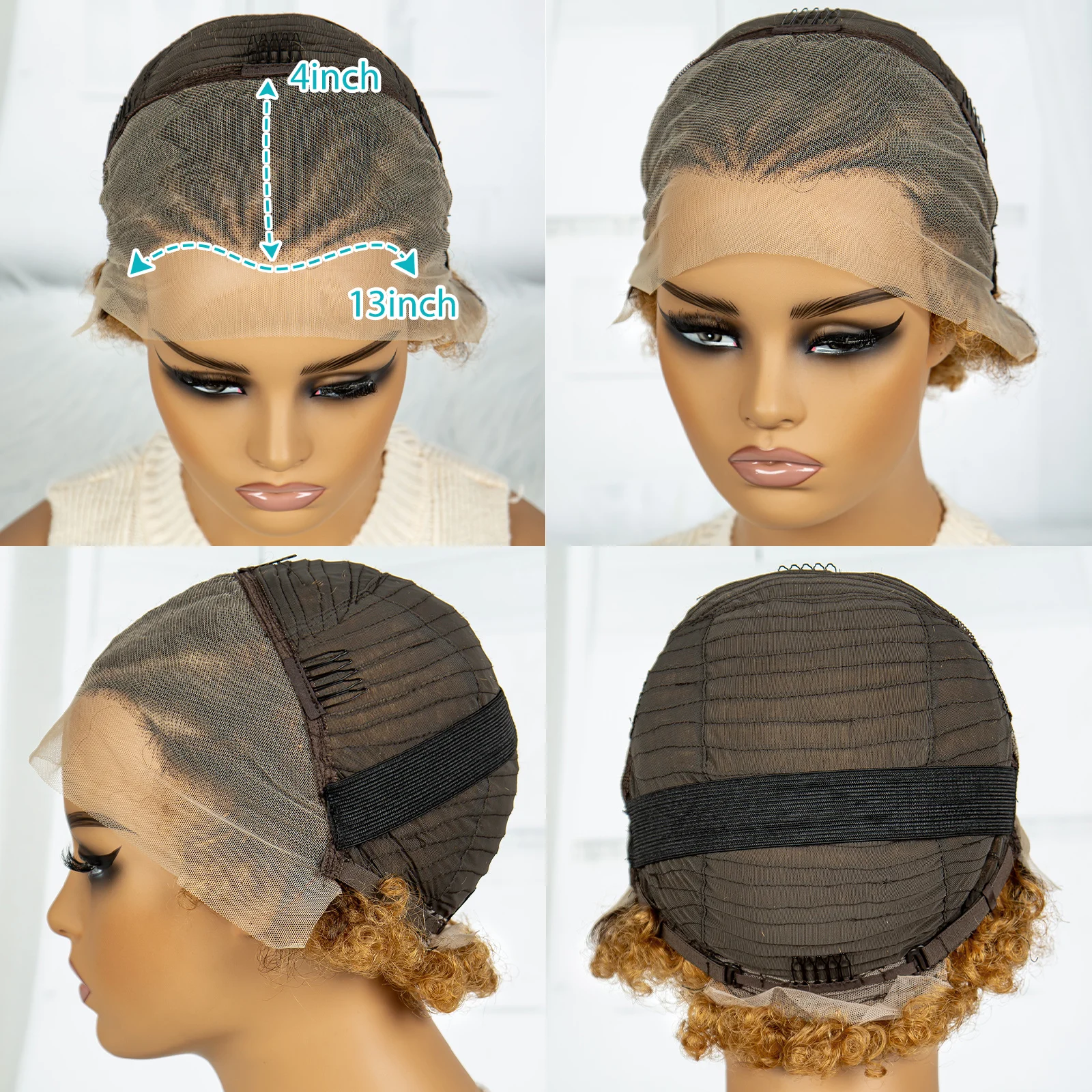 Парики 1B-30 цветов 6 дюймов прозрачные 13x4 на сетке фронтальные парики 200% плотность