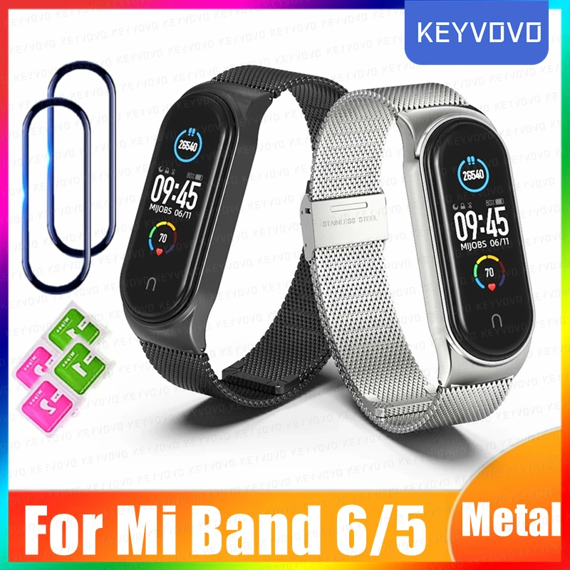 Металлический ремешок для Xiaomi Mi Band 6 5 браслет без винтов из нержавеющей стали
