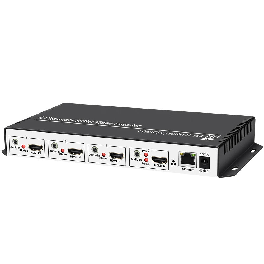 4-канальный 4K HEVC H.265 H.264 HDMI видеокодер HDMI-IP потоковый энкодер с HTTP RTSP RTMPS SRT HLS ONVIF UDP RTP