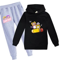 kids lankybox hoodie long sleeve casual boys sweatshirts cartoon tops harajuku unisex girls clothes sudadera thin pants 2pcs