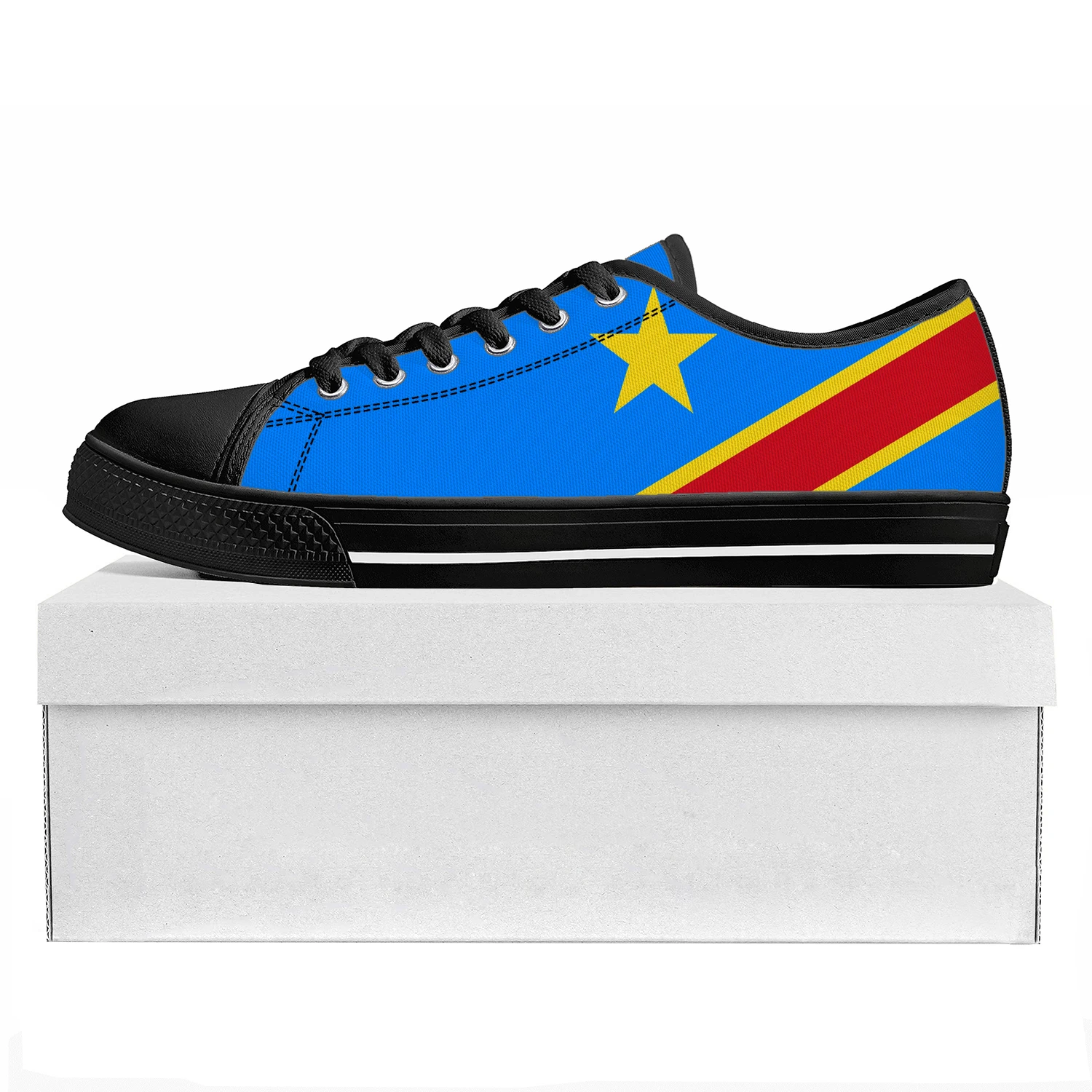 

Democratic Republic of the Congo Flag Low Top High Quality Sneakers Mens Womens Teenager Canvas Sneaker Couple Shoes Custom Shoe