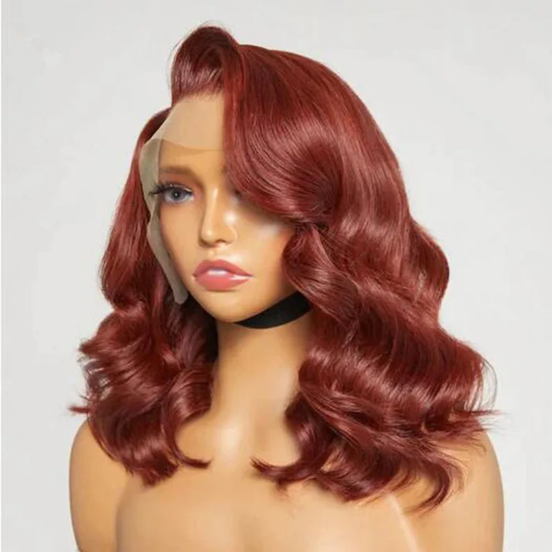 

Soft Orange Brown Body Wave Preplucked 26Inch 180%Density Natural Hairline Glueless Lace Front Wig For Women Babyhair