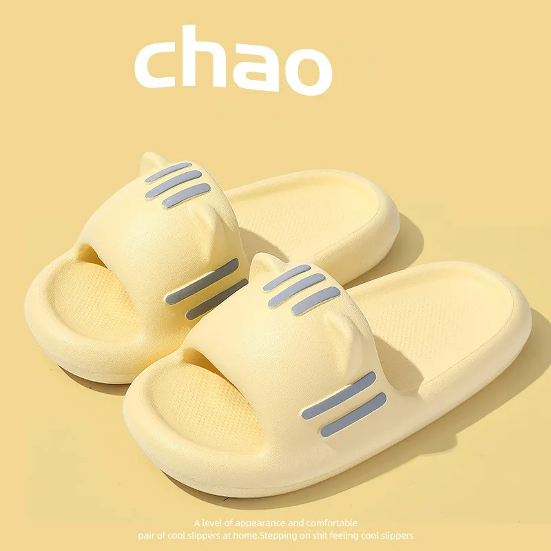 Cute Cat Slippers Women Men Summer Home Shoes Soft Thick Sole Indoor Bathroom Slides for Couples Cartoon Beach Sandals