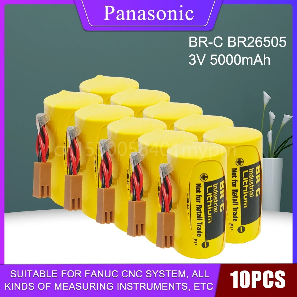 

10PCS Panasonic BR-C BR26505 3V Lithium High Temperature Lithium Battery with Brown Plug for Automotive Electronic Components