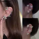 Клипса-бабочка для ушей без пирсинга с серебряным и золотым покрытием, поддельные серьги для женщин, блестящие циркониевые клипсы для ушей, модные ювелирные изделия