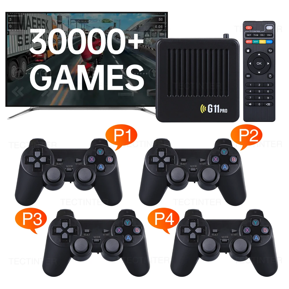 G11 Pro Game Box Video Game Console 128G Built in 40000+ Retro Games 2.4G Wireless Gamepad 4K HD TV Game Stick For PS1/GBA