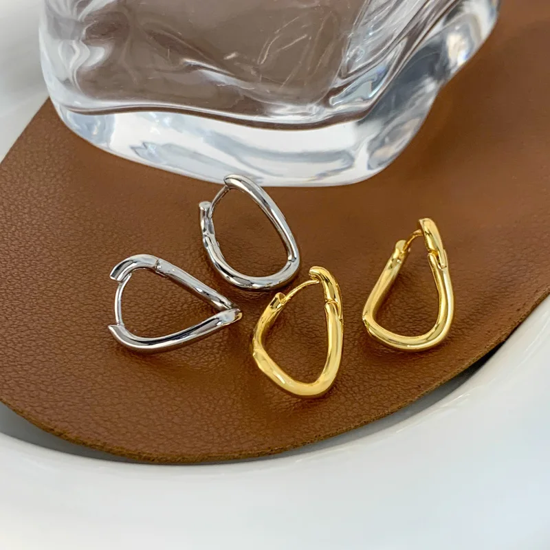 

South Korea Style Fashion Irregular Twisted Metal Gold Silver Color Pierced Drop Earrings For Women Simple Charms Ear Jewelry