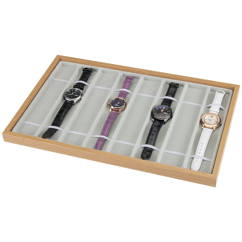 Bamboo 8/10 Slots Wrist Watch Box Travel Watch Holder Storage Case Organizer Black Zippe Watch Jewelry Boxes Display Box
