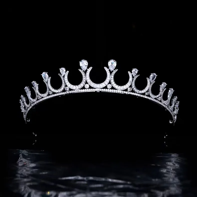EYER New Luxury Silver Color Flower Crown For Women Wedding Cubic Zircon Engagement Dubai Naija Bridal Party Headwear Tiara 2022