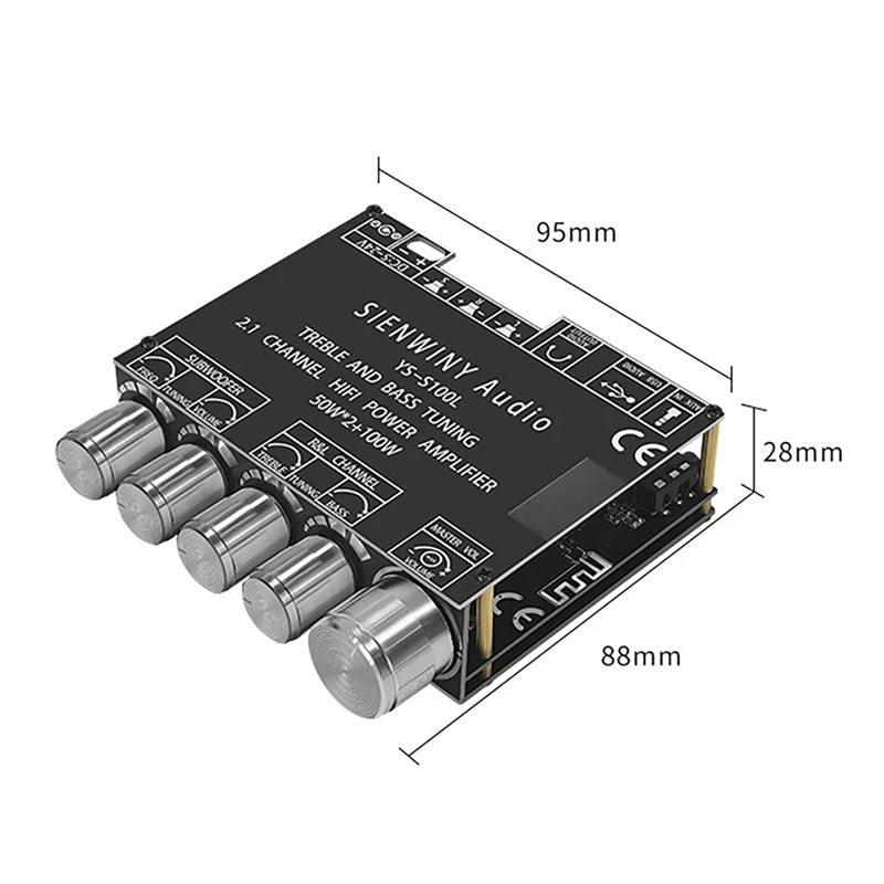Плата цифрового усилителя 2 1 каналов 50 Вт x2 + 100 высокомощный BT5.0 стереоусилитель