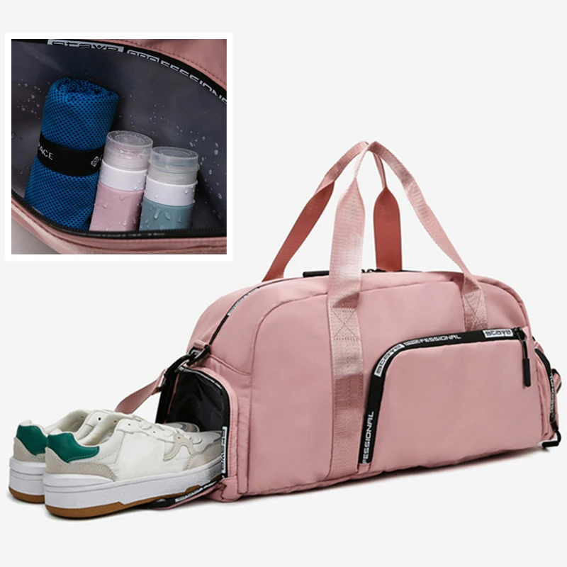 Waterproof Sport Fitness Bag Big Travel Duffle Weekend Portable Handbag for Women Overnight Oxford Independent Shoes Position X4