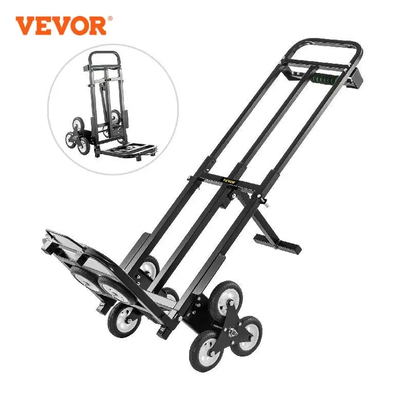 

VEVOR 330lbs 460lbs Stair Climbing Cart Folding Trolley Heavy Duty Portable Folding Hand Truck Dolly Cart with Adjustable Handle