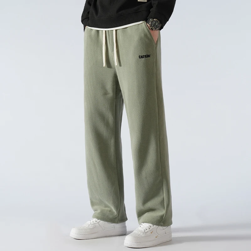 Новые зимние теплые спортивные штаны из плотного флиса мужские утолщенные