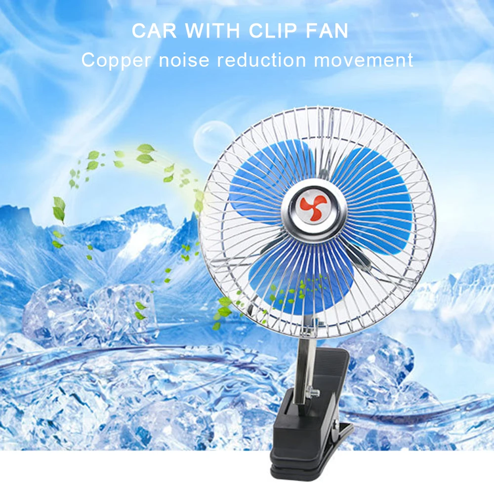 12V/24V Car Fan Mini Electric Auto Car Fan Low Noise Summer Cooling Fan Truck Vehicle Strong Wind Air Cooler Conditioner