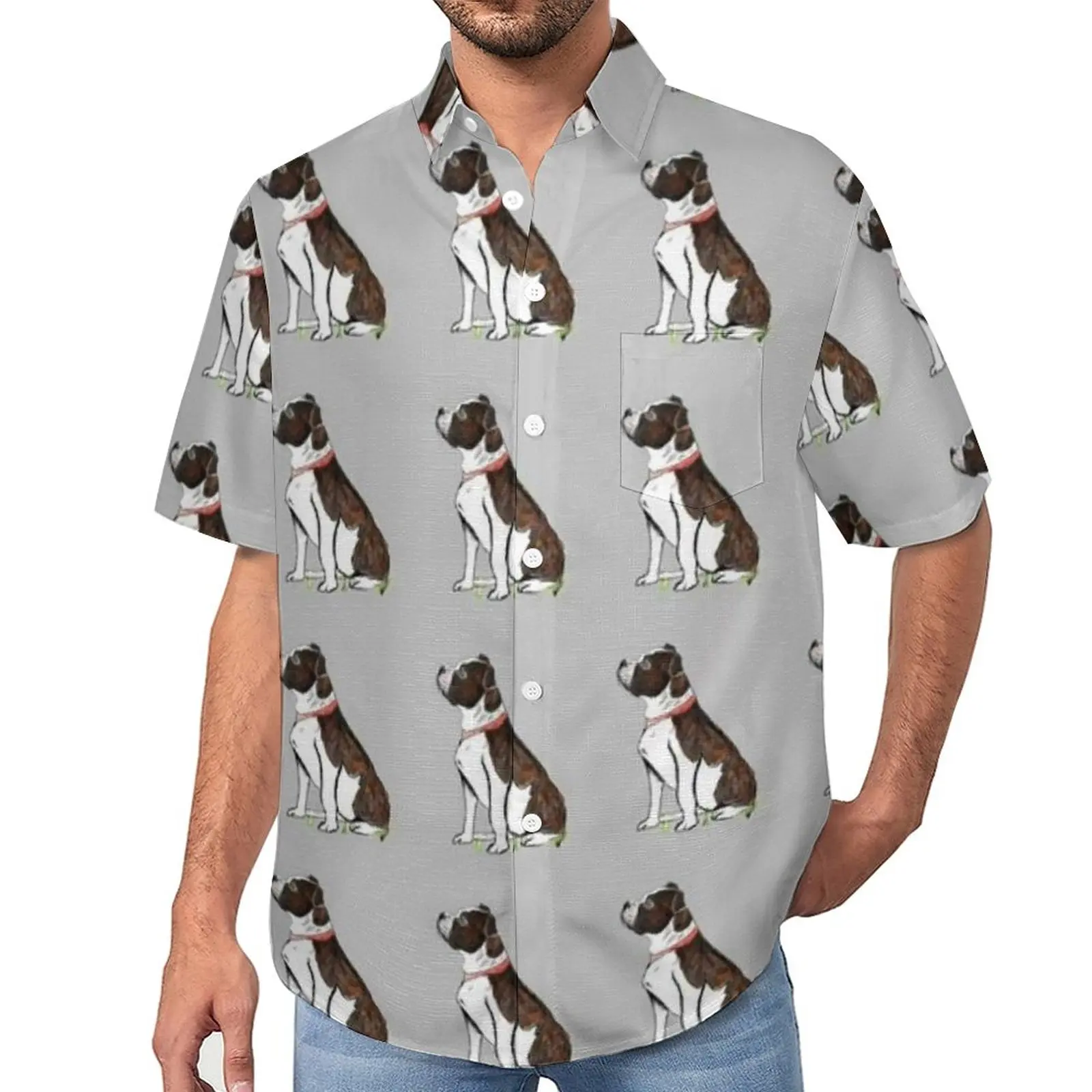 

Мужские повседневные рубашки для питомцев, с коротким рукавом