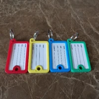 40 pcs plastic label key chains luggage id tags key fob split ring paper card protective cover multi color key ring