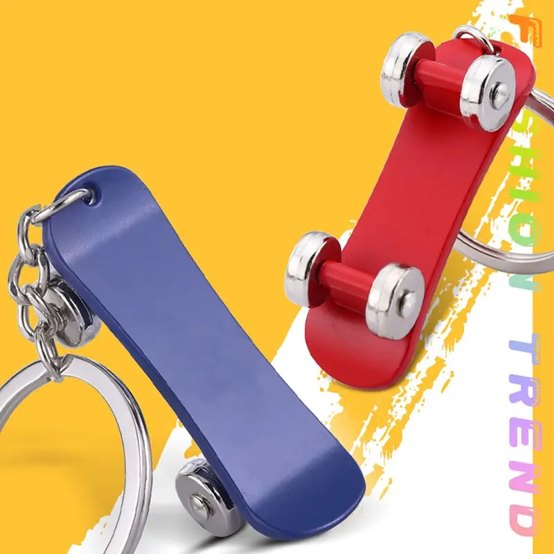 

Creative Fingertip Scooter Keychain Stainless Steel Key Ring Charms Finger Skateboard Decompress Toy Gift Key Holder Accessories